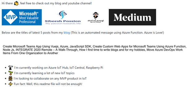 Show Recent Blog Posts In GitHub ReadMe Using Azure Function